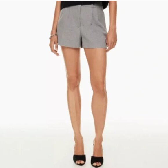 Aritzia Babaton Pleated High Waisted Tailored Short Dark Grey Size 4 - Picture 1 of 5